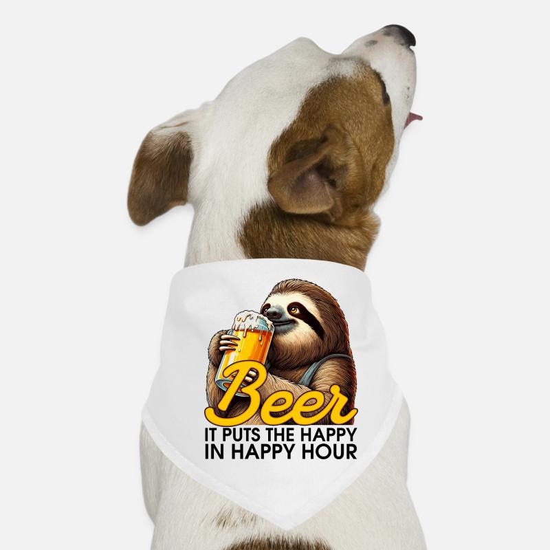 Happy Hour Beer Sloth Gift Dog Bandana