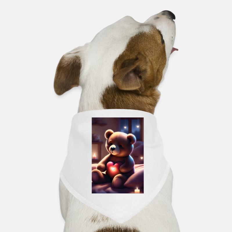Teddybär mit Herz - Hunde-Bandana - Weiß