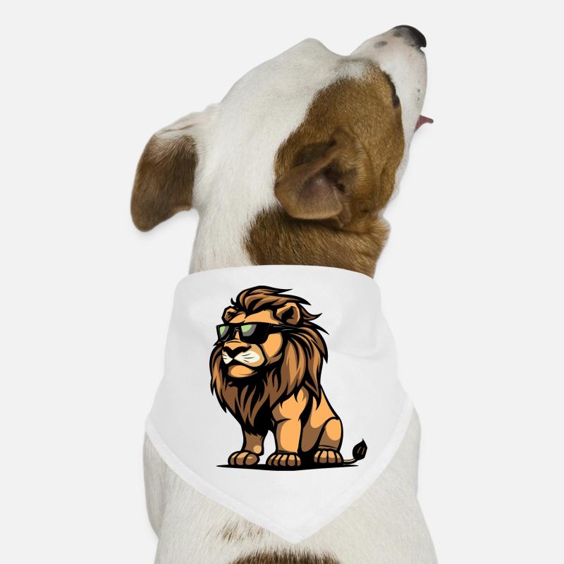 Lion Comic Cool - Dog Bandana - white