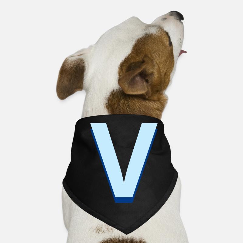 Pop and modern blue letter v Dog Bandana