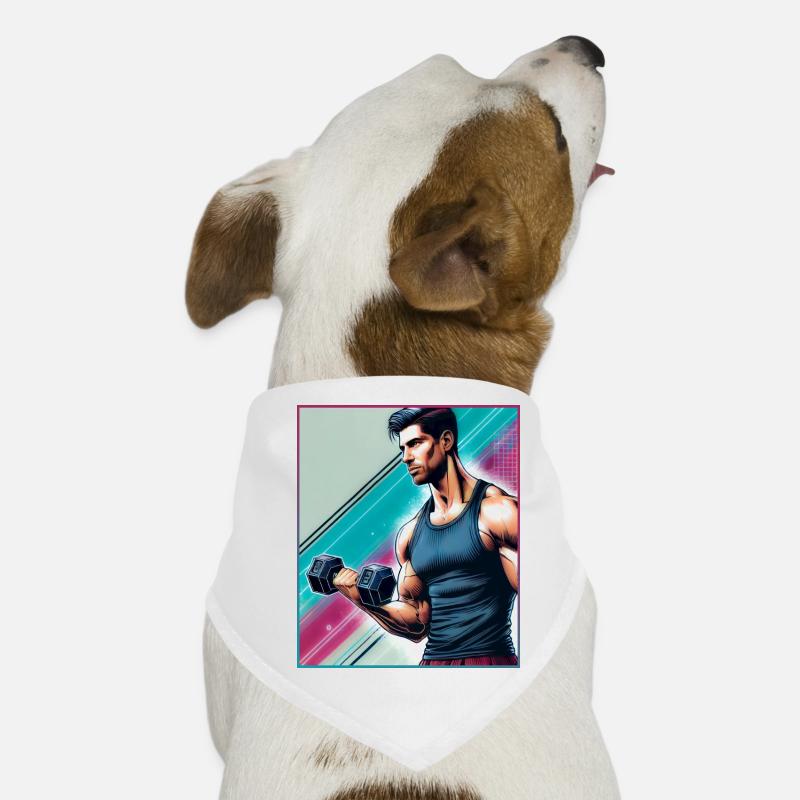 Muskulöser Mann mit einer Hantel Hunde-Bandana