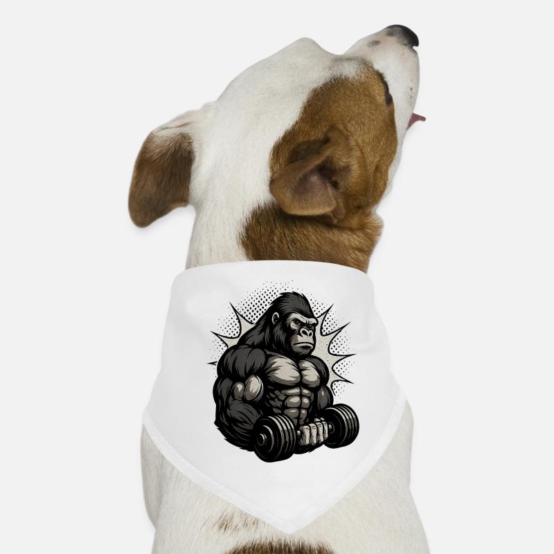 Strong Gorilla Force Pattern - Dog Bandana - white