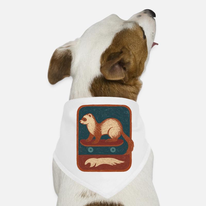 Ferret on Skateboard Retro Dog Bandana