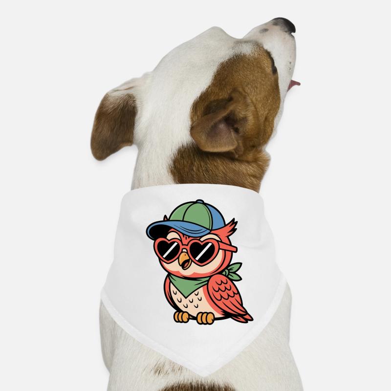 Sonnenbrillen-Eule im Retro-Look - Hunde-Bandana - Weiß