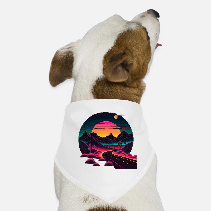 Route de style synthwave Bandana pour chien
