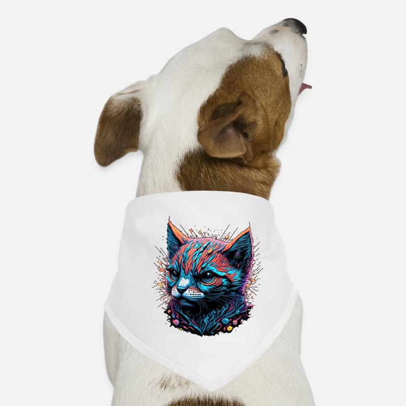 Düsterer Katzenblick - Hunde-Bandana - Weiß