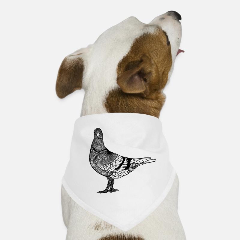 Vogel Taube Brieftaube | Dove Line Art Geschenk - Hunde-Bandana - Weiß