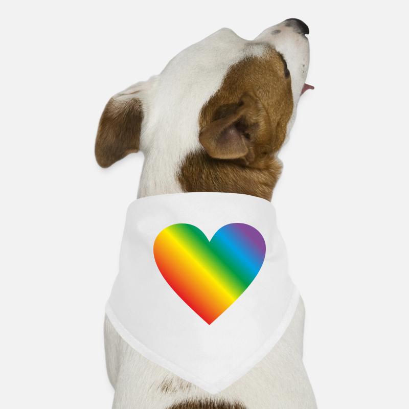 Lgbt Regenbogen Herz - Hunde-Bandana - Weiß