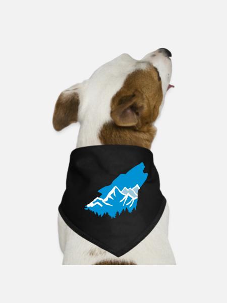Wolf and mountains - Dog Bandana - black - Front