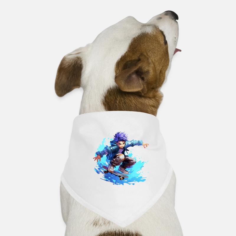 Anime Skater - Hunde-Bandana - Weiß