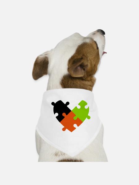 Puzzle de cœur - Bandana pour chien - blanc - Devant