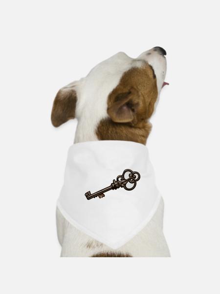 Clé / Serrure / Verrouillé / Sécurité - Bandana pour chien - blanc - Devant