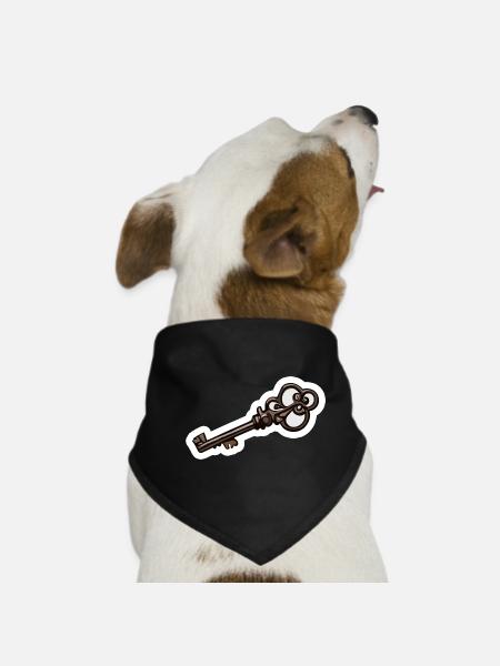 Schlüssel / Schloss / verschlossen / Sicherheit - Hunde-Bandana - Schwarz - Vorne