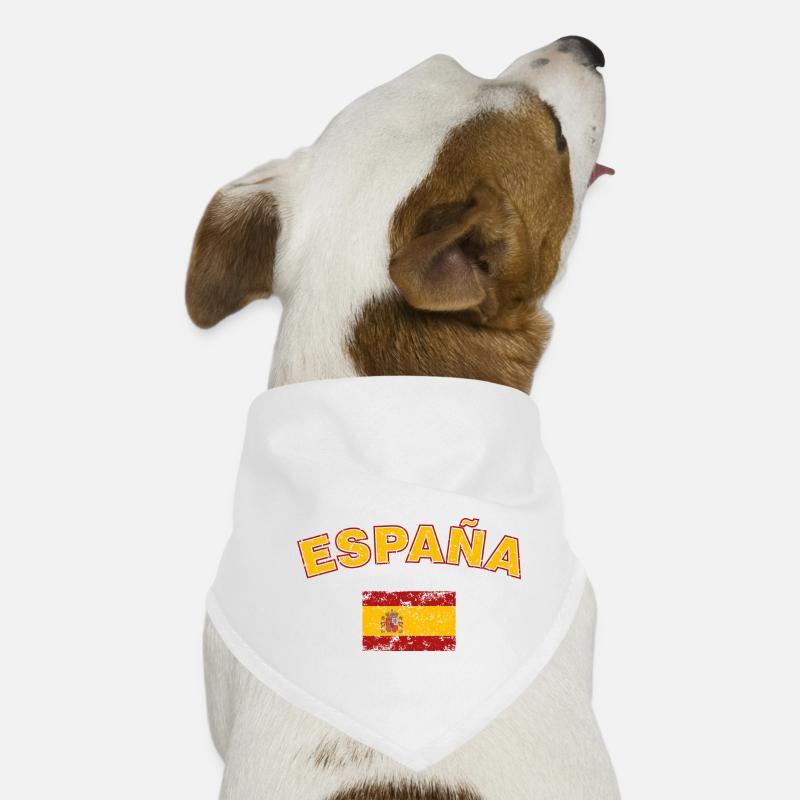Flagge Spaniens, getragener Effekt und Text Hunde-Bandana