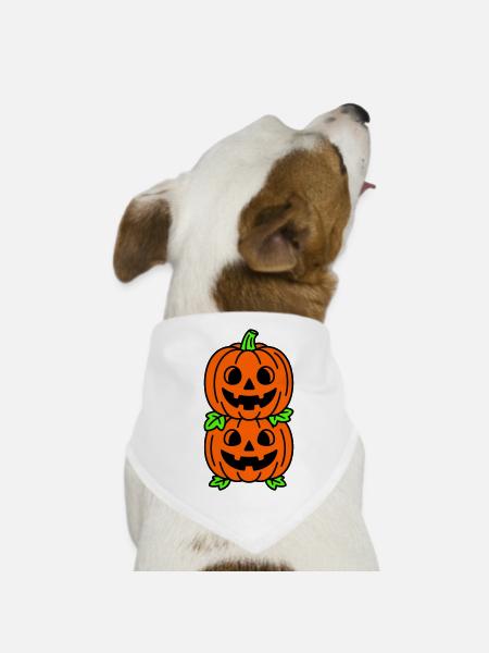 Halloween pumpkins - Dog Bandana - white - Front