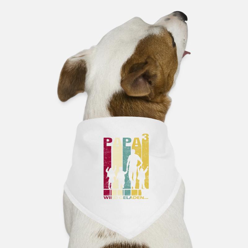 Papa Vater von 3 Kinder Drillinge Söhnen Mädchen - Hunde-Bandana - Weiß