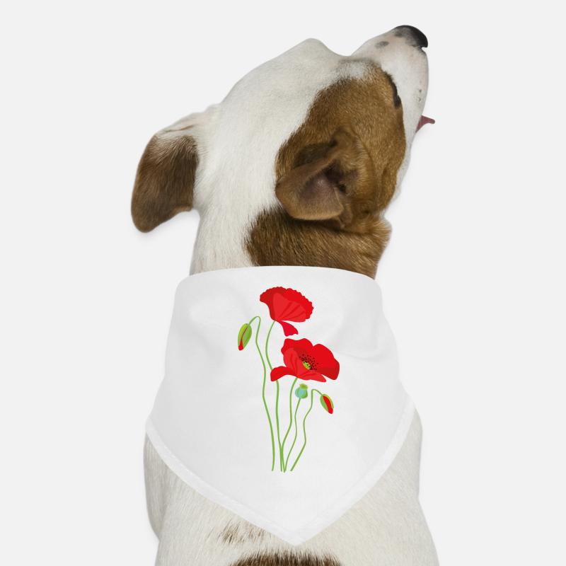 Mohn - Blumendesign - Hunde-Bandana - Weiß