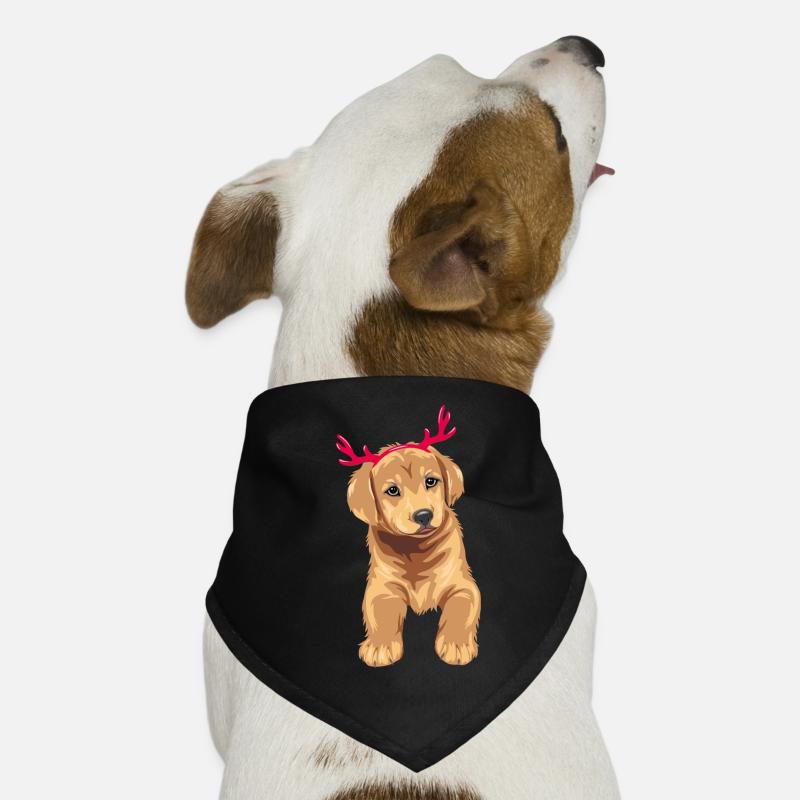 Mignon chiot Retriever chien avec des cornes de cerf de Noël Bandana pour chien