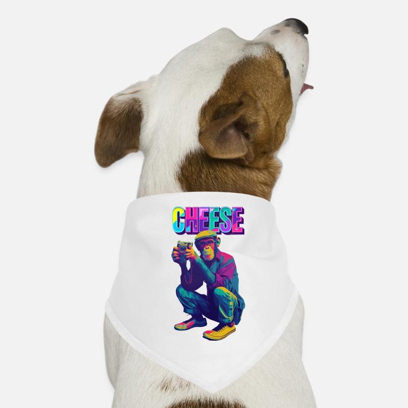 Cheese! Monkey with camera in neon pop art style Dog Bandana