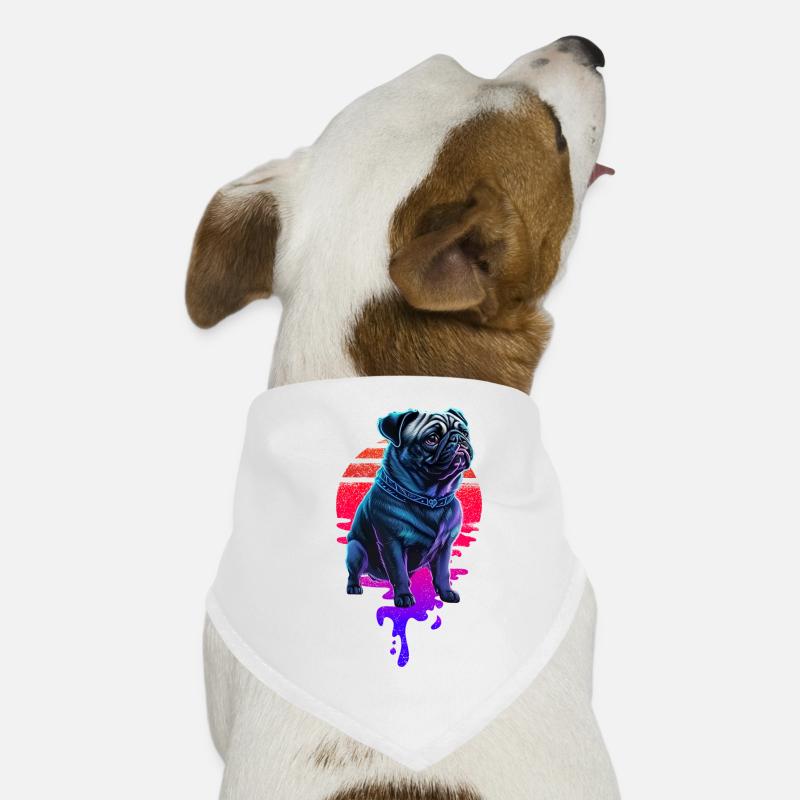 Retro Mops Hund Sonnenuntergang Hunde-Bandana