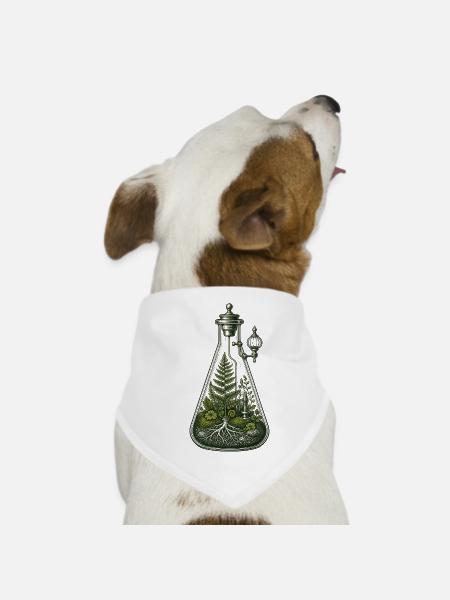 Botanical Beaker Terrarium Science Illustration - Dog Bandana - white - Front