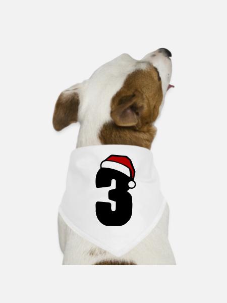 3 Number Christmas - Dog Bandana - white - Front