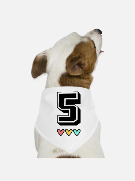 5. 5 YEARS. 5th ANNIVERSARY. 5 YEAR ANNIVERSARY - Dog Bandana - white - Front