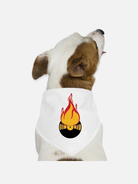dj party feiern club disko musik tanzen vinyl plat - Hunde-Bandana - Weiß - Vorne