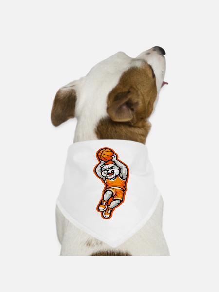 Bulldog Basketball Dunk Maskottchen Power - Hunde-Bandana - Weiß - Vorne