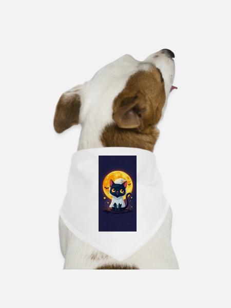 Moonlight Cat in Ghost Cloak - Dog Bandana - white - Front