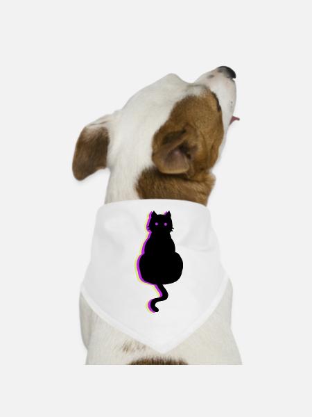 Leuchtkatze pink - Hunde-Bandana - Weiß