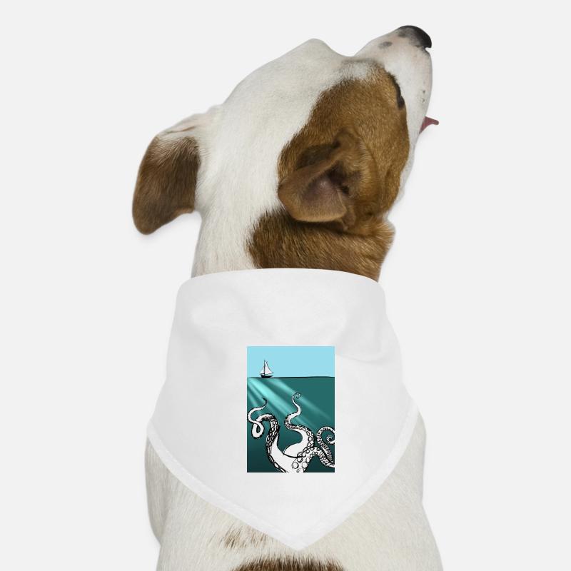 Boot und Krake - Hunde-Bandana - Weiß