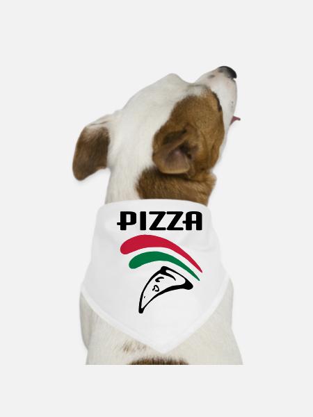 Pizza (3c) - Hunde-Bandana - Weiß - Vorne
