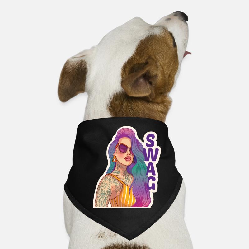 Swag Mädchen mit Piercing und Tattoo. Hunde-Bandana