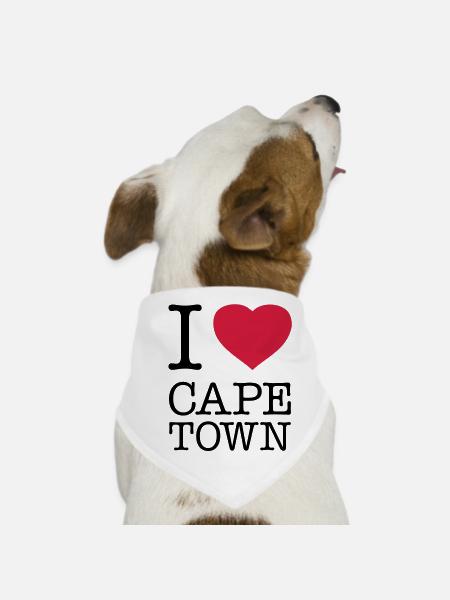 I LOVE CAPE TOWN Kapstadt - Dog Bandana - white - Front