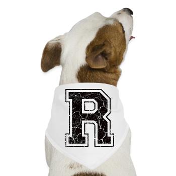 Buchstabe R im Vintage-Shabby-Chic - Hunde-Bandana - Weiß - Vorne
