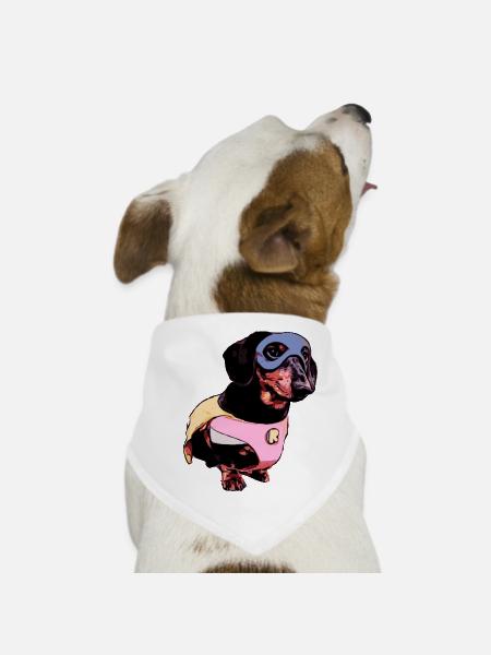 Dackel Superheld - Hunde-Bandana - Weiß - Vorne