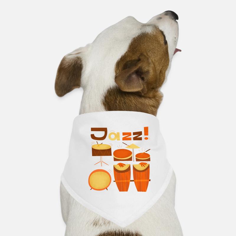 Percussions rétro jazz percussions orange marron - Bandana pour chien - blanc