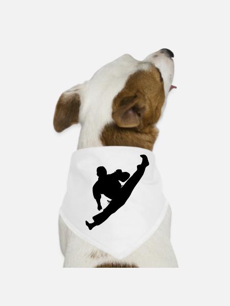 Jumpkick Geri Kick Karate oder Teakwondo - Hunde-Bandana - Weiß - Vorne