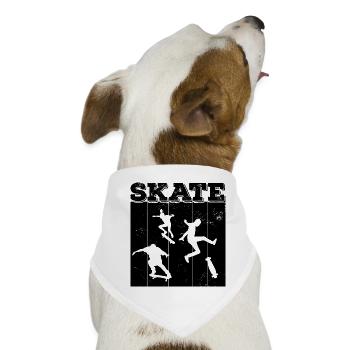 Skate, skaten, Skater, Skateboard - Hunde-Bandana - Weiß - Vorne