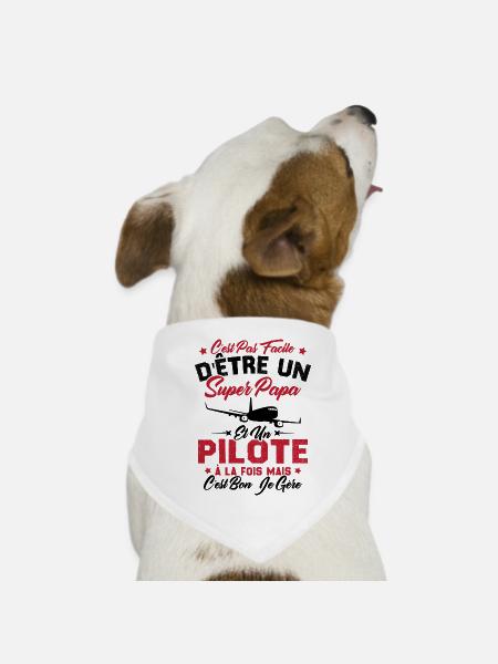 Un Super Papa Et Un Pilote - Bandana pour chien - blanc - Devant