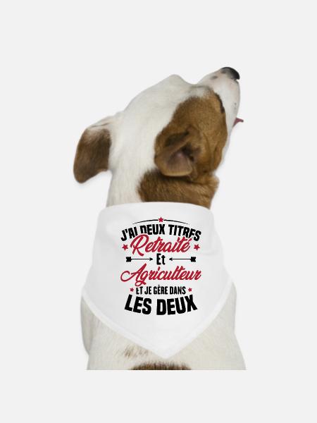 J'ai deux titres retraité et agriculteur - Bandana pour chien - blanc