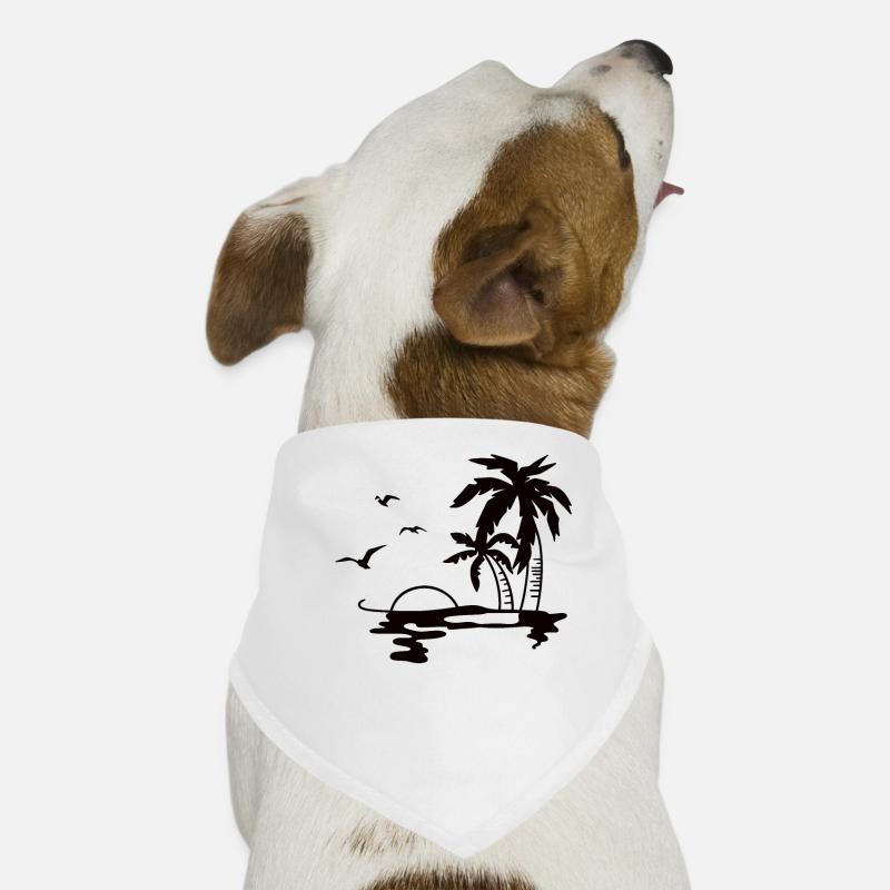 Digital drawing beach with palm trees Dog Bandana