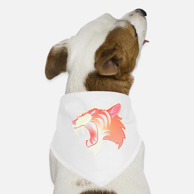 Säbelzahntiger Kopf Comic - Hunde-Bandana - Weiß