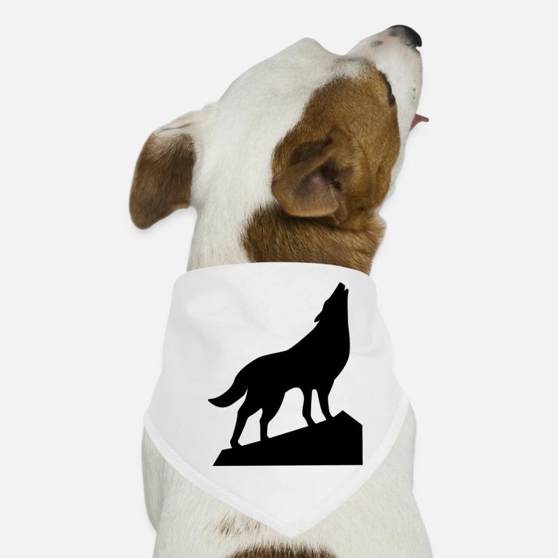 Wolf heult - Hunde-Bandana - Weiß