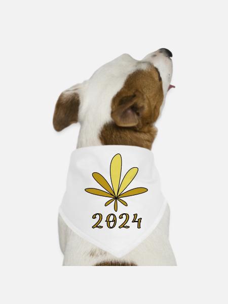 Feuille de chanvre - Bandana pour chien - blanc - Devant