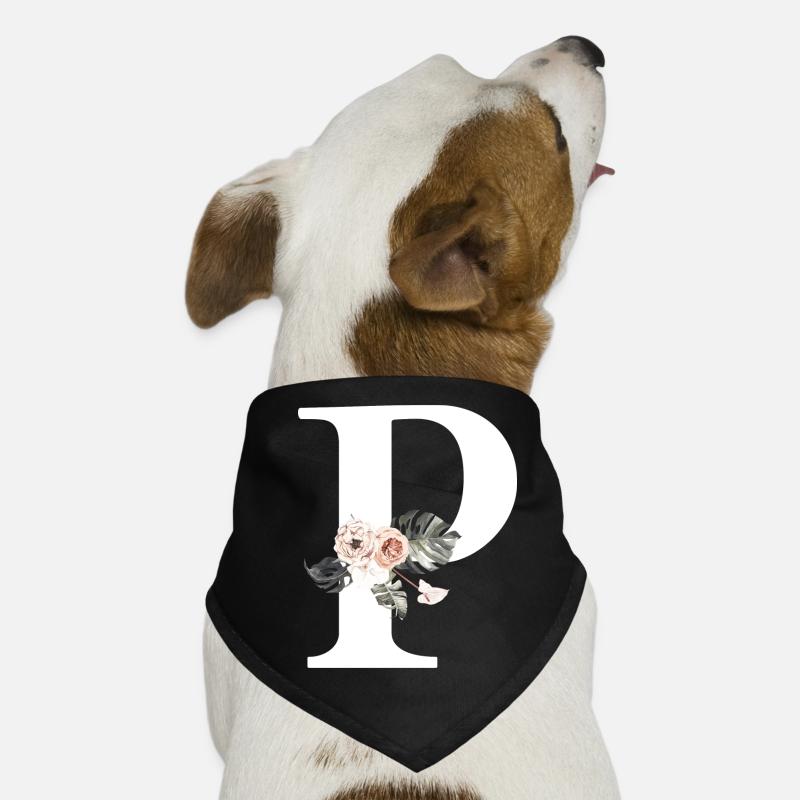 Tropischer Blumenbuchstabe P Hunde-Bandana