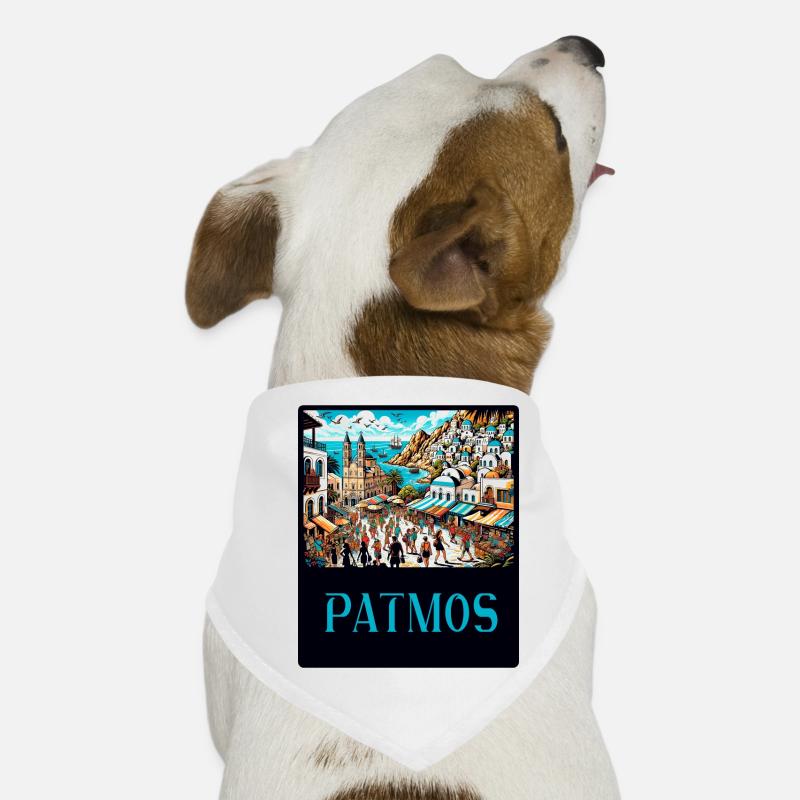 Design paradisiaque de Patmos en Grèce Bandana pour chien