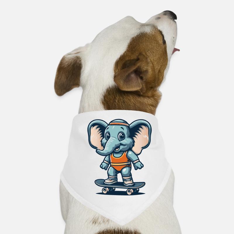 Éléphant de dessin animé bleu sur la planche à roulettes Bandana pour chien
