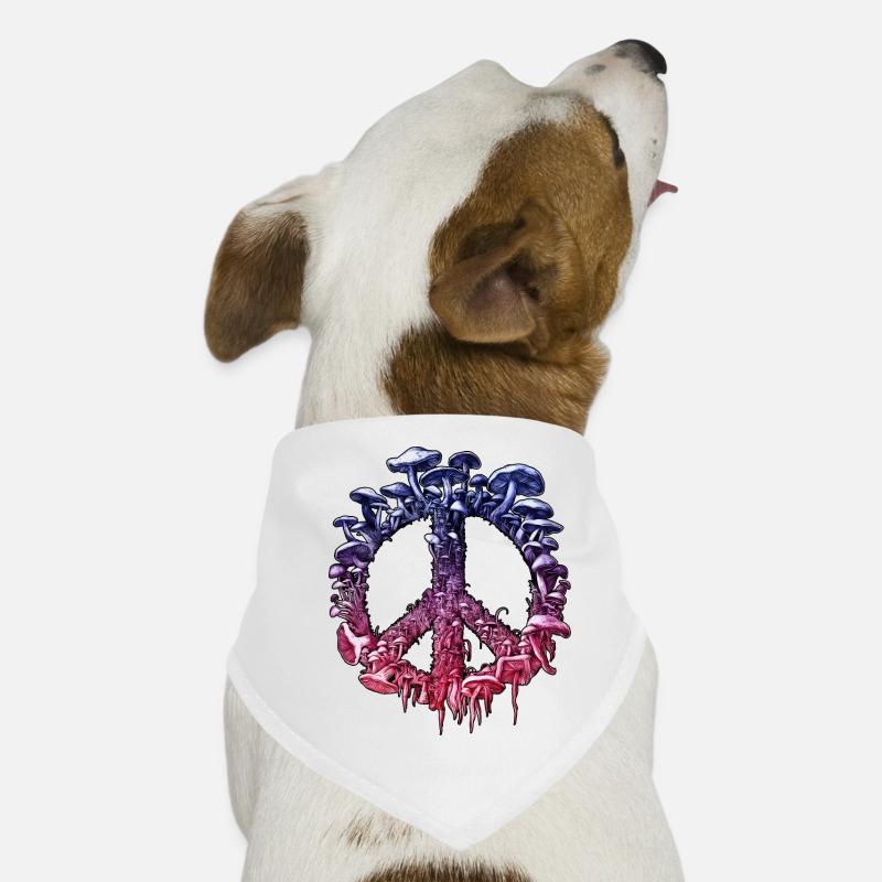 Signe de paix vibrant aux champignons psychédéliques Bandana pour chien